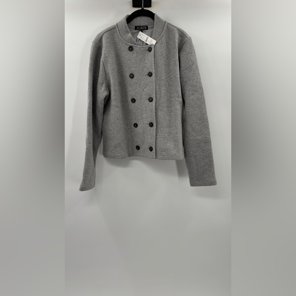 J.Crew Double-breasted jacket in knit wool blend Med Heather Grey - Picture 6 of 7
